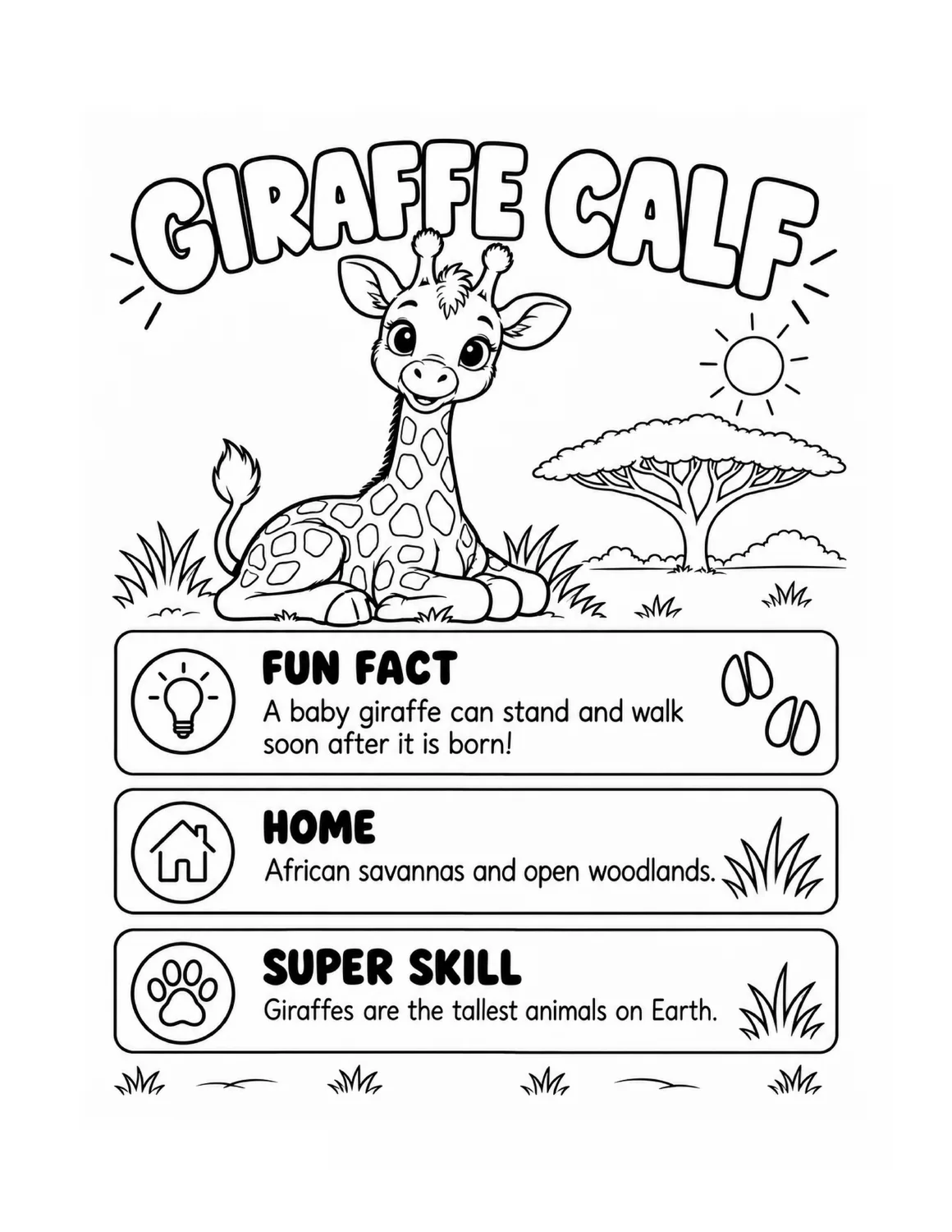 Original giraffe calf fact page