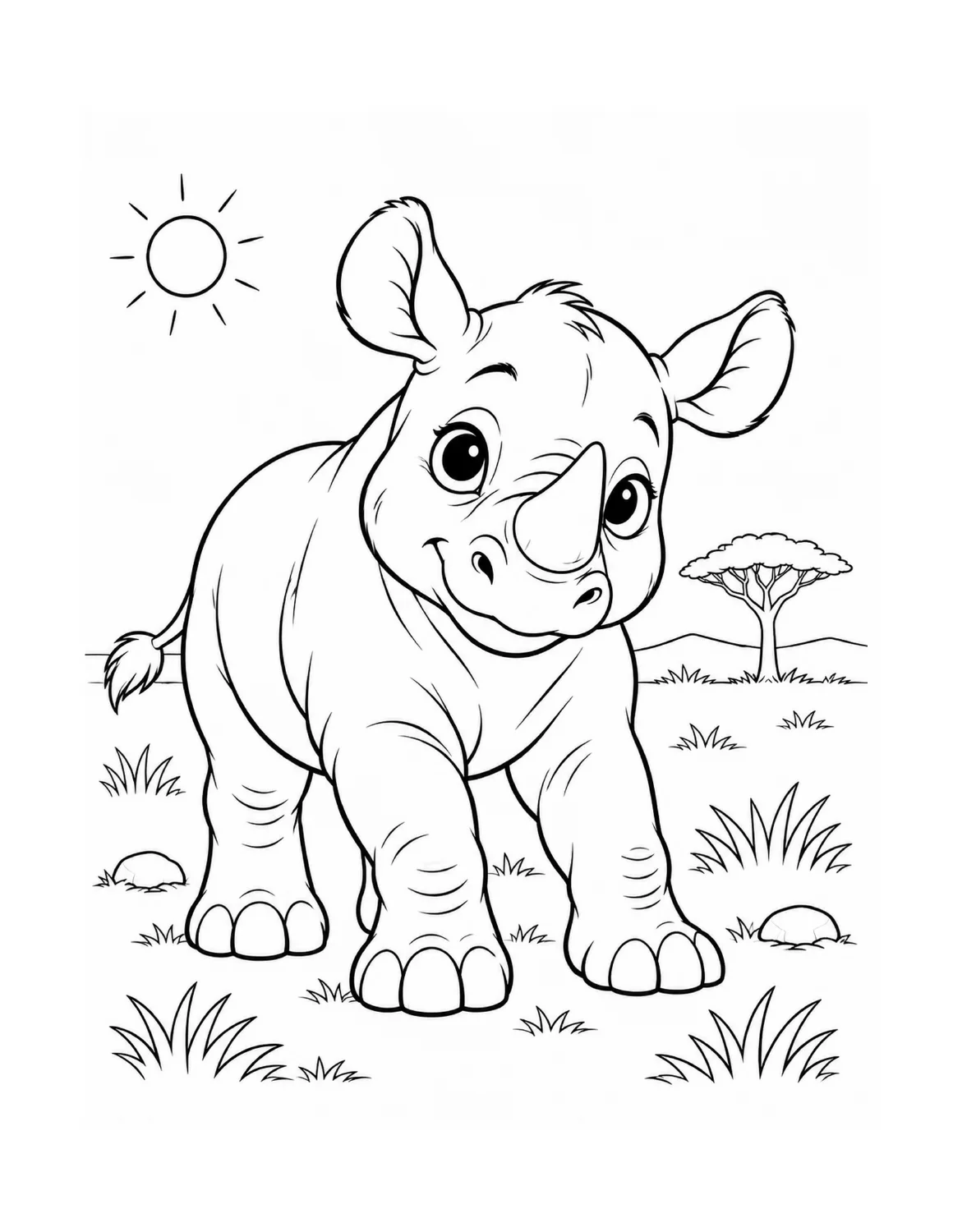 An original animal coloring page from the book